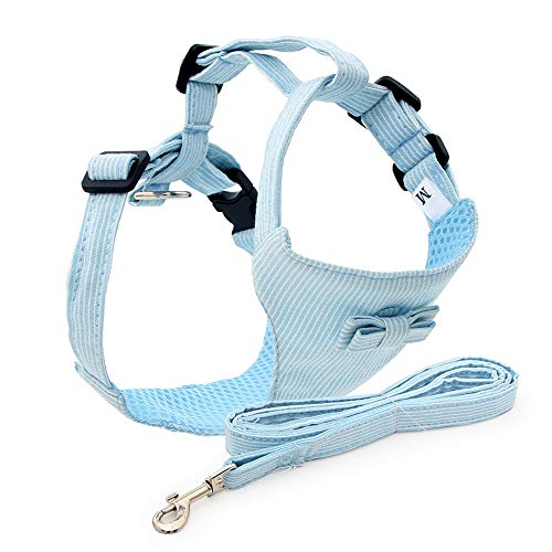 Kitten Harness and Leash Escape Proof for Walking Adjustable Neck Cat Collar Rabbits Puppy Kittens Soft Breathable Mesh Pet Vest (S, Blue)