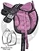 Manaal Enterprises Youth Child Synthetic Treeless FREEMAX English Horse Saddle + Girth, Leather Straps, Aluminium Stirrup, Nylon Rope Halter, Size 10″ to 12 Inch Seat (12″ Inches Seat, Black/Purple)thumb 1