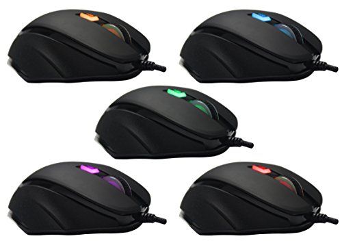 PUREX Technology 4000 DPI High Precision Programmable Wired Laser Gaming Mouse, 6 Programmable Buttons, 5 DPI Settings, 5 Color LED Indicating Different Profiles, Black Rubber Coating Painting - PXE-M612BU - Thumbnail 4