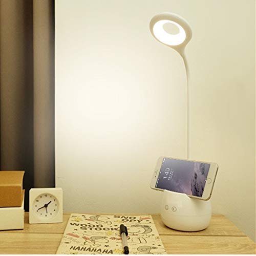 SaleOn Rechargeable LED Touch On/Off Switch Desk Table Lamp with Mobile Holder and Dual LED, Children Eye Protection Office Desk Light USB Charging Touch Dimmer(White)-868