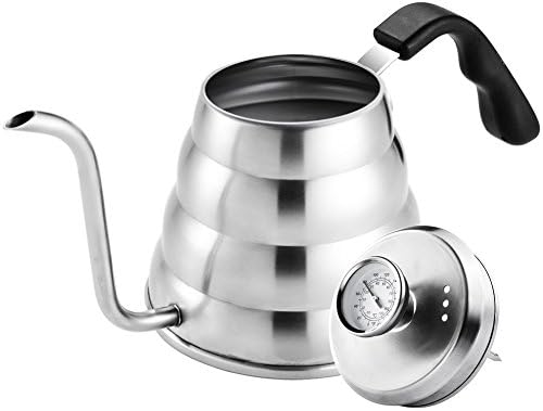 M&amp;C 1.2L Gooseneck Pour over Coffee Kettle with Thermometer | Upgrade Rustproof Premium Stainless Steel