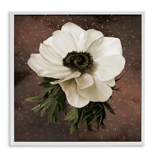 Stupell Industries Anemone on Brown White Framed Giclee Art design by Jennifer…