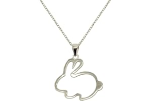 TIKIVILLE 925 Sterling Silver Bunny Pendant Necklace 1 by 1 Inch