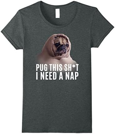 Womens Funny Pug Tshirt for Work, Birthday, School &amp; University Medium Dark Heather