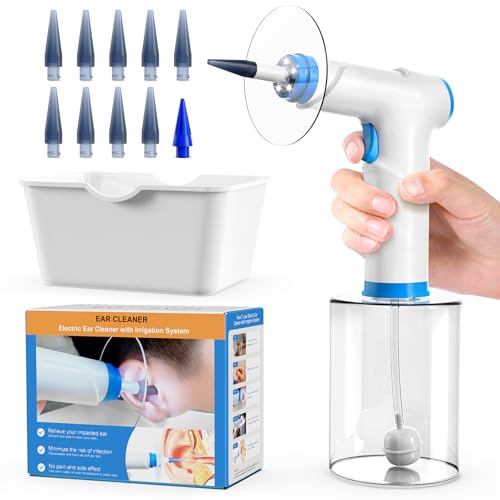 KAUGIC Electric Ear Wax Removal, Water Powered Cleaner, Cleaning Kit, Safe & Effective Earwax Removal Kit with 4 Mode Settings, 10 Tips Catch Basin, White