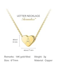 Heart Initial Necklaces for Women - 14K Gold Filled Heart Pendant Letter Alphabet Necklace, Personalized Tiny Initial Necklaces for Women Kids Child, Heart Monogram Necklace Best Gift for Girls