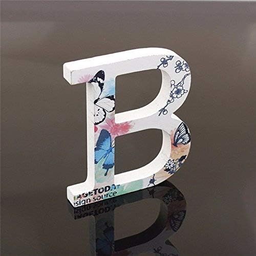 Takefuns Decorative Wood Letters Wall Hanging 26 Letters Wooden Alphabet Wall Letter for Children Baby Name Girls Bedroom Wedding Brithday Party Home Decor (Letter B)