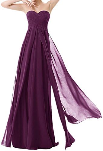 MoomTry Women's Sweatheart Chiffon Long Bridesmaid Prom Gown Evening Party Dresses Plum 20W