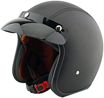 Tpfocus Fashion 3/4 Open Face Motorcycle Leather Vintage Helmet, Black L