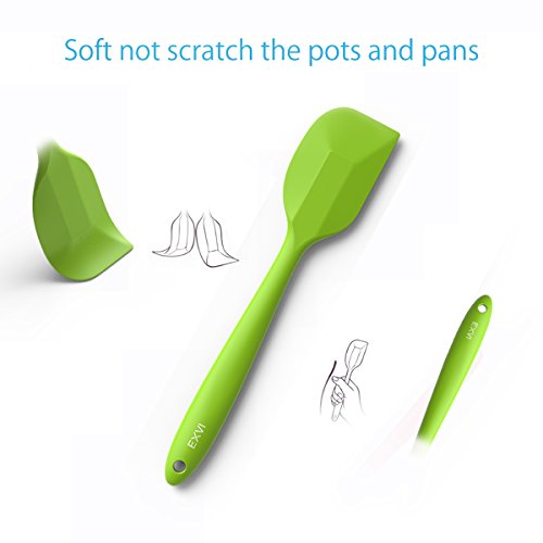 EXVI 2-Piece Flexible Bpa Silicone Spatula Rubber Spatula Set Heat Resistant Non-Stick Bowl Scraper Baking Utensils (Green) - Thumbnail 4