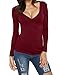 ZANZEA Sexy Low Cut Shirt V Neck Slim Tops Ruched Wrap Blouses for Women Wine Red US 12