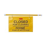 Rubbermaid Commercial Extend-to-Fit, Multilingual "Closed For Cleaning" Hanging Doorway Safety Sign, Yellow (FG9S1600YEL)