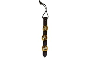 WARNER SPORTING Warner Arctic Sleigh Bells Decorative Leather Strap Door Bells (10" w/ 3 Bells, Black Leather w/Brass Bells)
