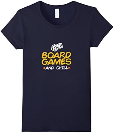 Women's Board Games and Chill Gaming Night T-shirt. Large Navy