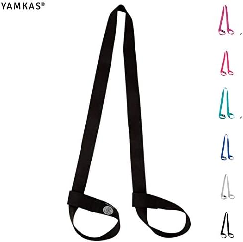 Yamkas Yoga Mat Carry Strap with Adjustable Loops | Durable Cotton Carrier Belt for Mats | Carrying Sling for Holding All Mat Sizes