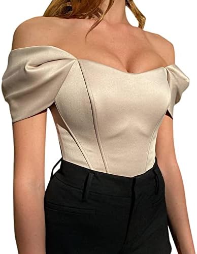 Amazon.com: xxxiticat Women's Off Shoulder Corset Top Short Sleeve