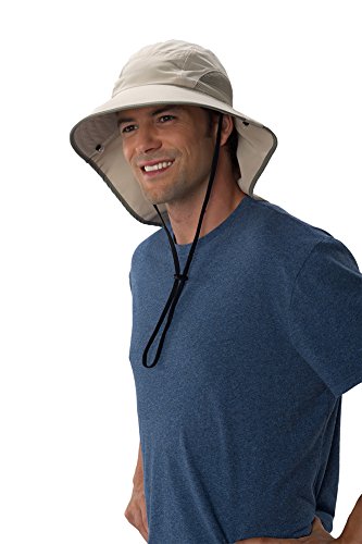 Sun Protection Zone Unisex Floppy Sun Hat (Khaki with Olive Trim) (Best Protection For Women)