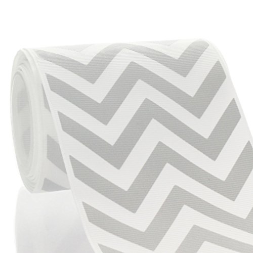 3" Gray Chevron ZigZag Grosgrain Ribbon 5 Yard