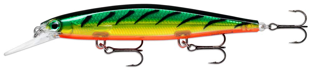 Rapala Shadow Rap Deep Lure with Three No. 6 Hooks, 1.2-2.4 m Swimming Depth, 11 cm Size, Firetiger