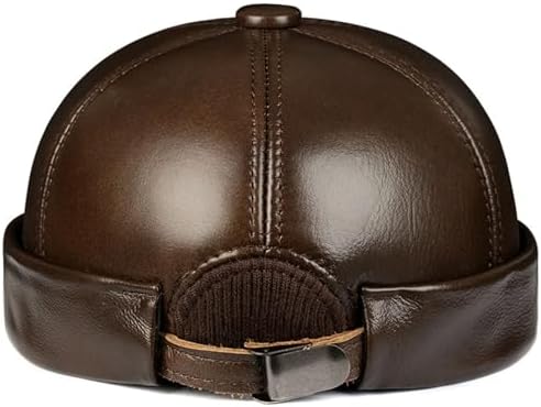 mens leather dress hats Leather 3-Panel Flat Cap
