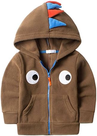 Baby Boys Dinosaur Fleece Hoodies Clothes Toddler Zip-up Light Jacket Sweatshirt