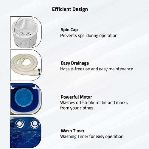 Portable Single Tub Washer And Spin Dryer- The Laundry Alternative- Mini Washing Machine- Portable Clothes Washer And Dryer- Travel Washing Machine- Small Washing Machine For Small Clothes