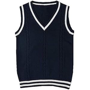 Vrouwen Mouwloze Tank Vesten Gebreide Truien Gilets Truien Cosplay Kostuum Klassieke School Leuke V-hals School Uniform…