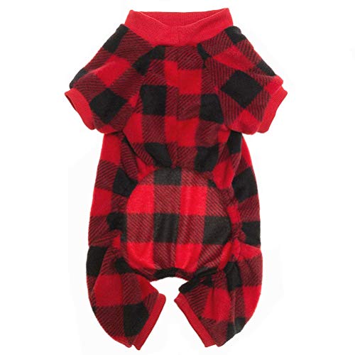 SCENEREAL Pet Pajamas for Dogs Red Plaid Sweaters Soft Clothes Pricepulse