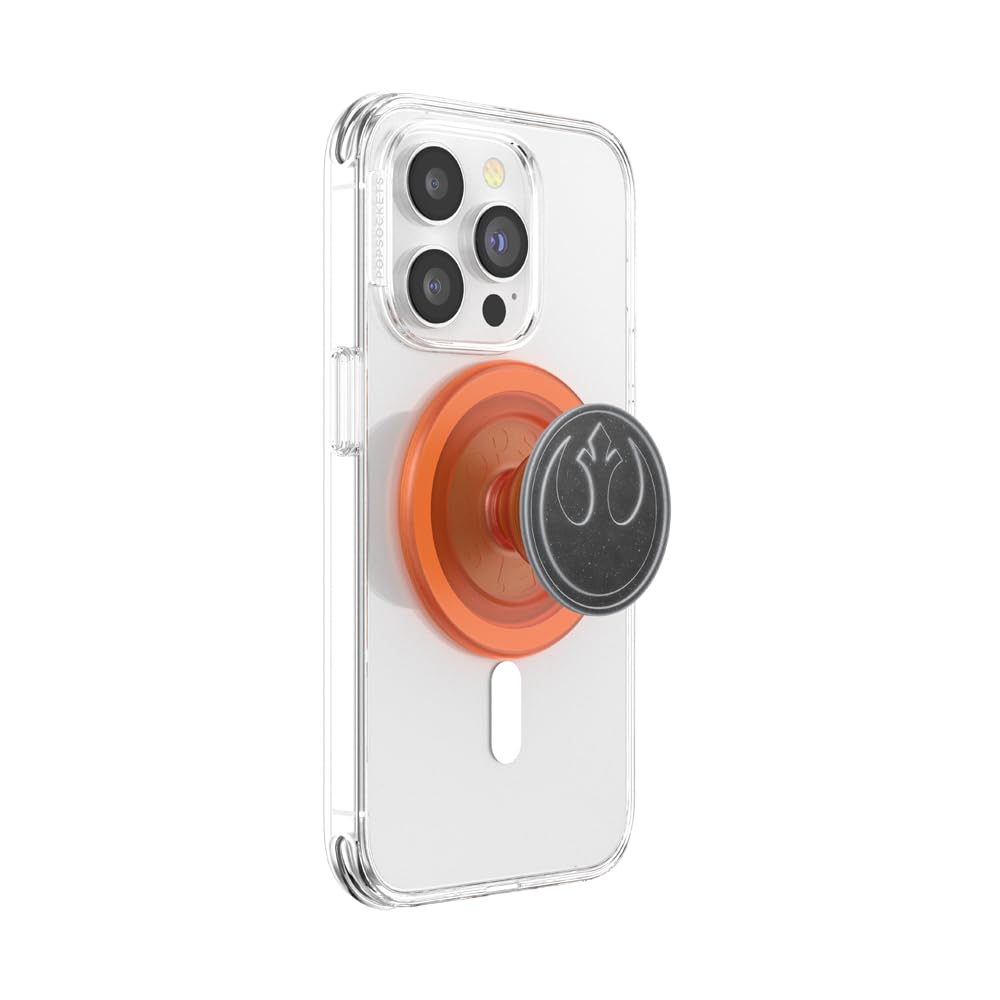 PopSockets Phone Grip for MagSafe, Secure Magnetic Phone Grip & Stand, Hands-Free Kickstand, Wireless Charging Compatible, StarWars - Enamel Distressed Rebel Symbol