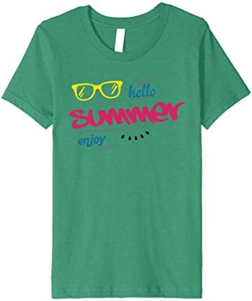 unisex-child Hello Summer Enjoy Sunglasses Watermelon T-Shirt 6 Kelly Green