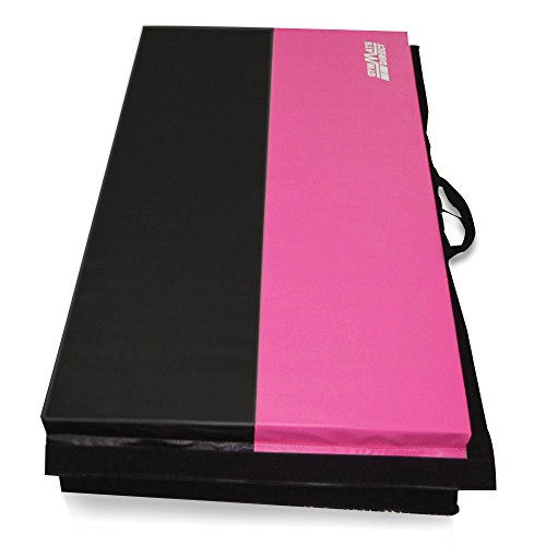 Gymnastics Mat for kids, 4'x10'x2" Gymnastics Tumbling Exercise Mat High Density EPE Foam Core Folding Gym Mats, Pink/Black Stripe