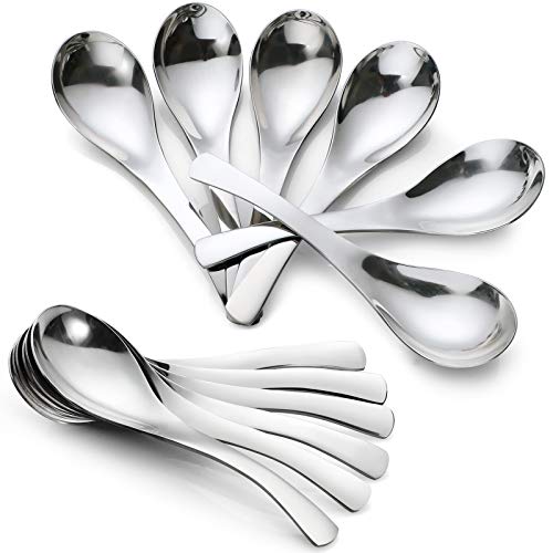 HIWARE 12Piece Thick HeavyWeight Soup Spoons, Stainless Steel Soup