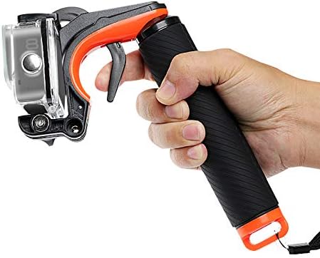 TUTUO Waterproof Floating Hand Grip compatible with GoPro Hero 8, Handler & Handle Mount Accessories Kit & Water Sport Floaty for Action Camera (Orange)