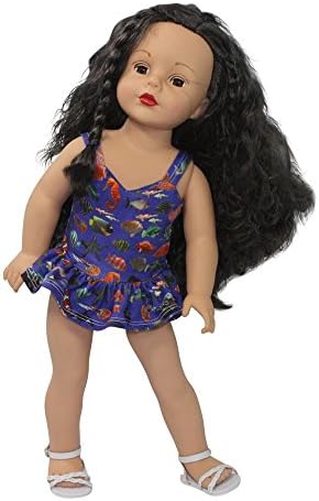 Ari and Friends Fits American Girl 18 inch Dolls - Just Keep Swimming Dory Inspired fish sea life print Swimsuit - 18 Inch Doll Clothes - Designed In USA - A modern twist of traditional 18” doll
