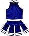 Total 2550 Little Girls' Cheerleader Cheerleading Outfit Uniform Costume Cosplay Blue/White (M /5-8)