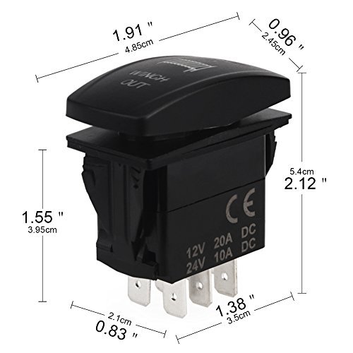 image for WATERWICH 7 pin Momentary Winch In Out Rocker Toggle Switch Waterproof