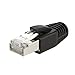 CableCreation Cat 7 Connector, 10-Pack Cat 7 RJ45 Modular Plug with Black Hood, Shielded FTP Network Connector for Solid Wire and Standard Cable