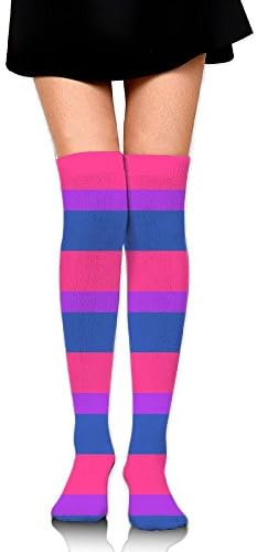 WRE8577 Women's Knee High Compression Thigh High Socks Bisexual Pride Flag For Walking Sport Long Stockings
