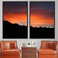 2 Piece Framed Canvas Wall Art Sunset in The Mountains Canvas Prints Home Artwork Decoration for Living Room,Bedroom - 16