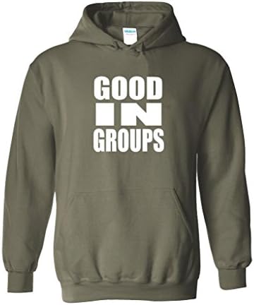 Fierce Pup - Good In Groups - Adult Hooded Sweatshirt Military Green 5XL