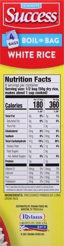 SUCCESS BOIL-IN-BAG RICE, WHITE RICE, QUICK AND EASY RICE MEALS, 14-OUNCE BOX