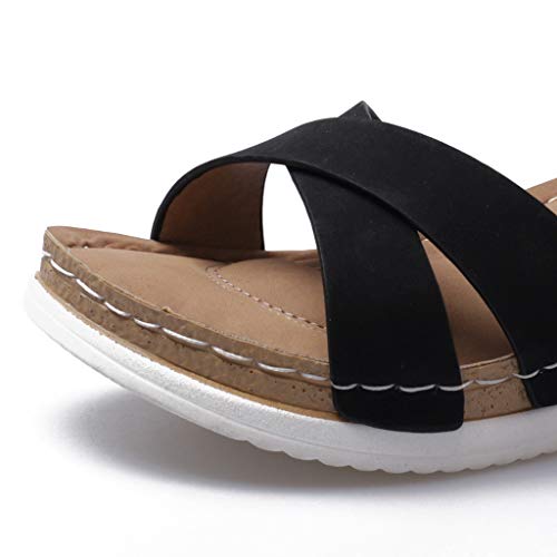 image for Dasuy Womens Soft Bottom Espadrille Sandal Platform Wedge Buckle Ankle