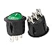uxcell Green Lamp Illuminated 3 Terminal SPST 2 Position I/O On/Off Button Toggle Round Rocker Switch AC 250V/10A 125V/12A