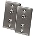 Seismic Audio - SA-PLATE21-2Pack - Pair of Stainless Steel Wall Plates - Dual 1/4