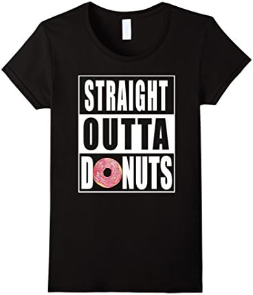Women's STRAIGHT OUTTA DONUTS T SHIRT Large Black