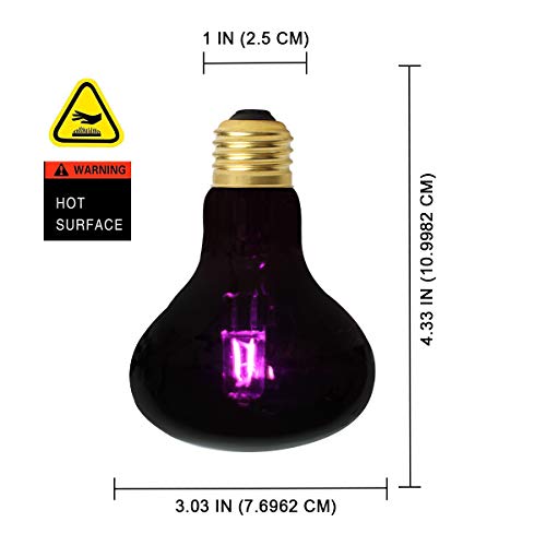 OMAYKEY 75W 2 Pack Infrared Moonlight Heat Lamps Black Glass Cover Night Heat Light Bulbs for Reptile Amphibian & Other Animal Heating Use
