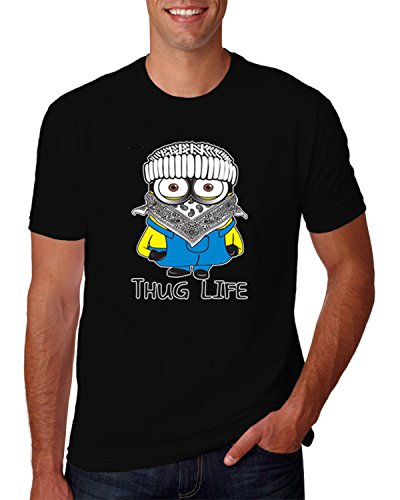 Hot Ass Tees Men's Thug Life Minion Funny Parody T-shirt Black XXX-LARGE
