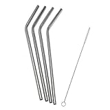 Stainless Steel Drinking Straws, Set of 4, Fits 20 Oz & 30 Oz Cups Free Cleaning Brushed Included