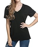 Women’s Casual Basic V Neck Tshirt Short Sleeve Loose Solid Comfy Tee Shirt