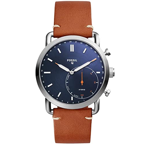 Fossil Men Commuter Stainless Steel and Leather Hybrid Smartwatch